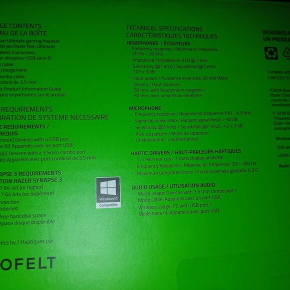 Razer Nari Ultimate Wireless Gaming Headset with Mic and Haptic Technology - Picture 8 of 13